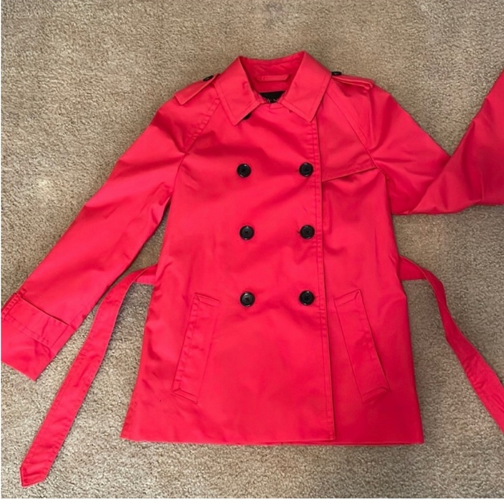 Coach Red Trench Coat Classic Double-Breasted Design